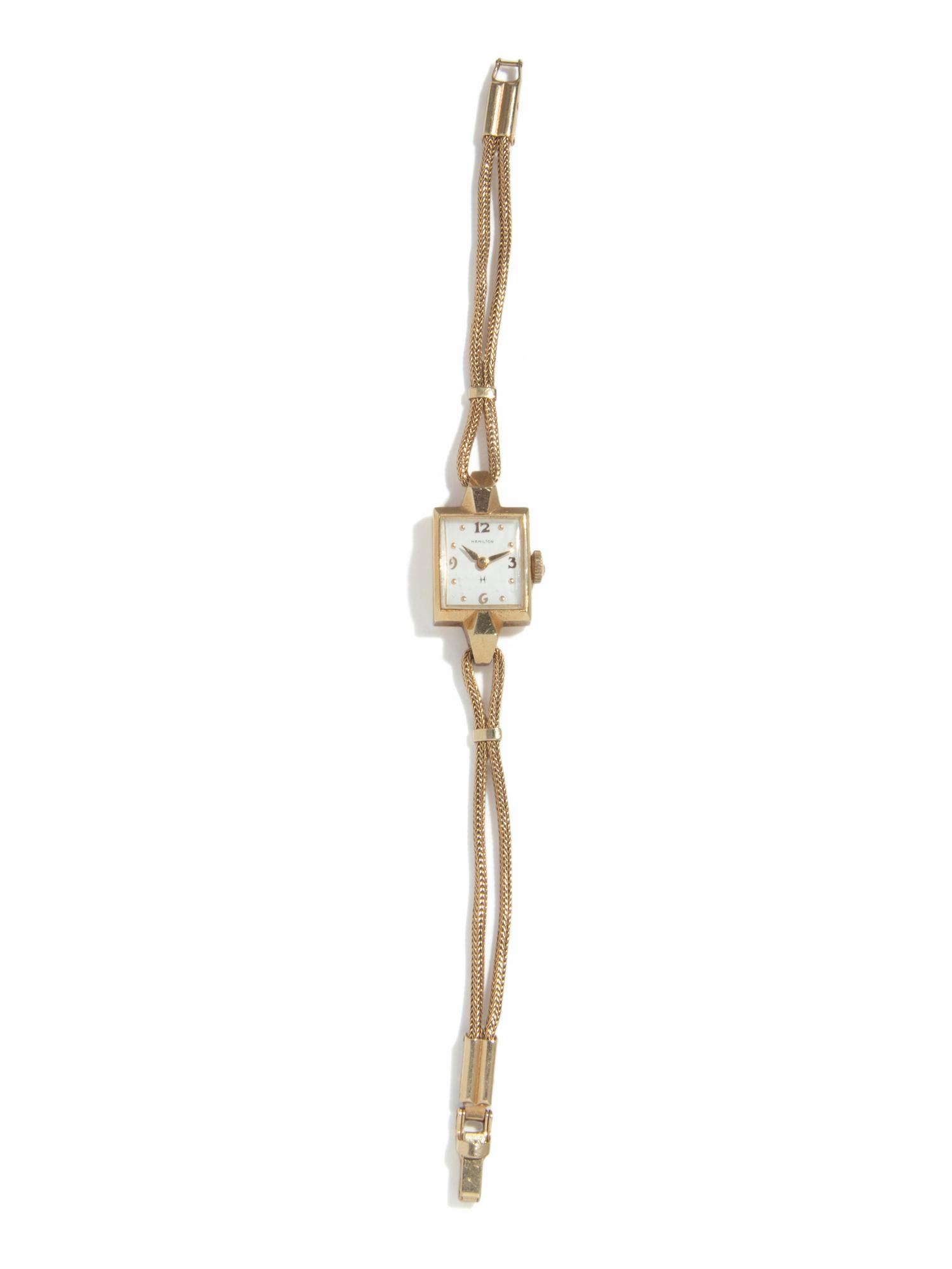 HAMILTON, RETRO, YELLOW GOLD WATCH