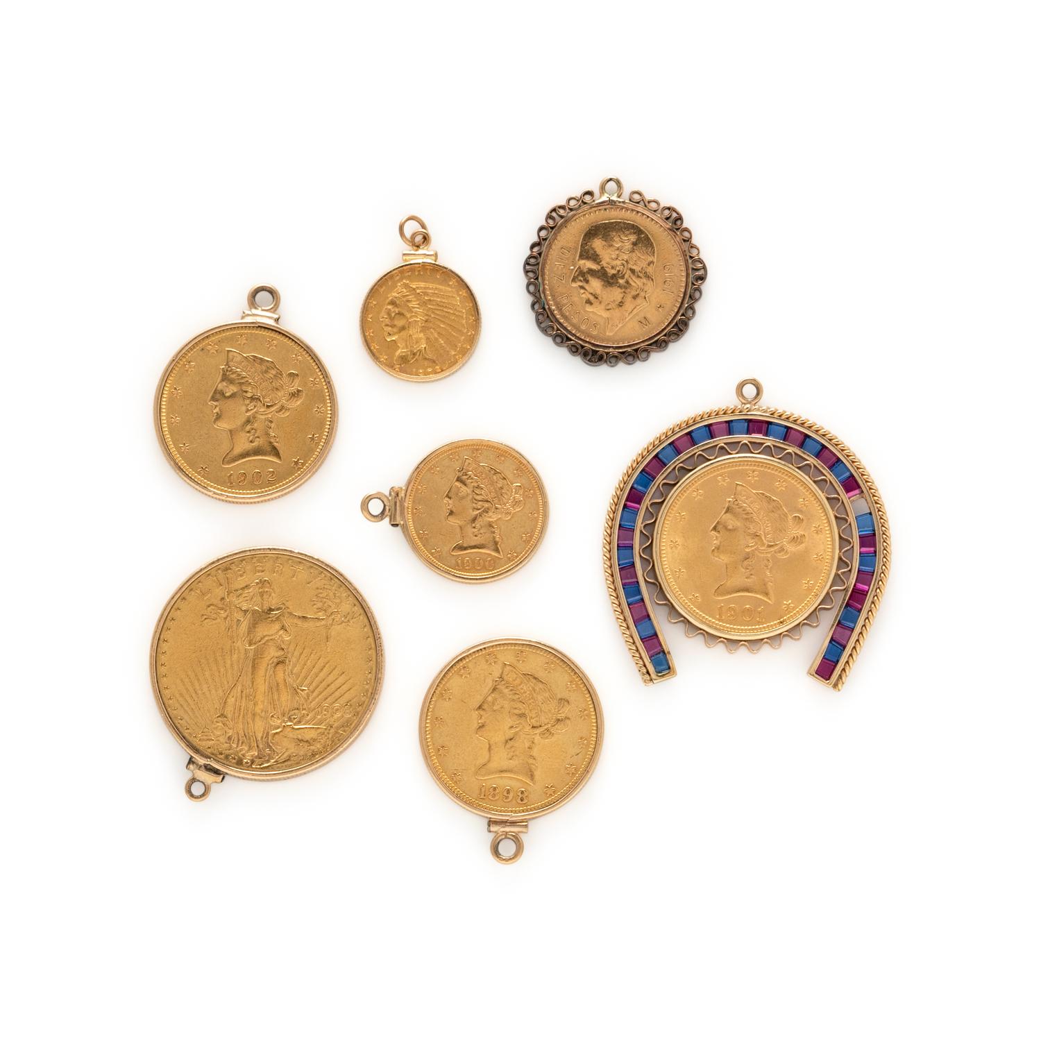 COLLECTION OF COIN PENDANTS
