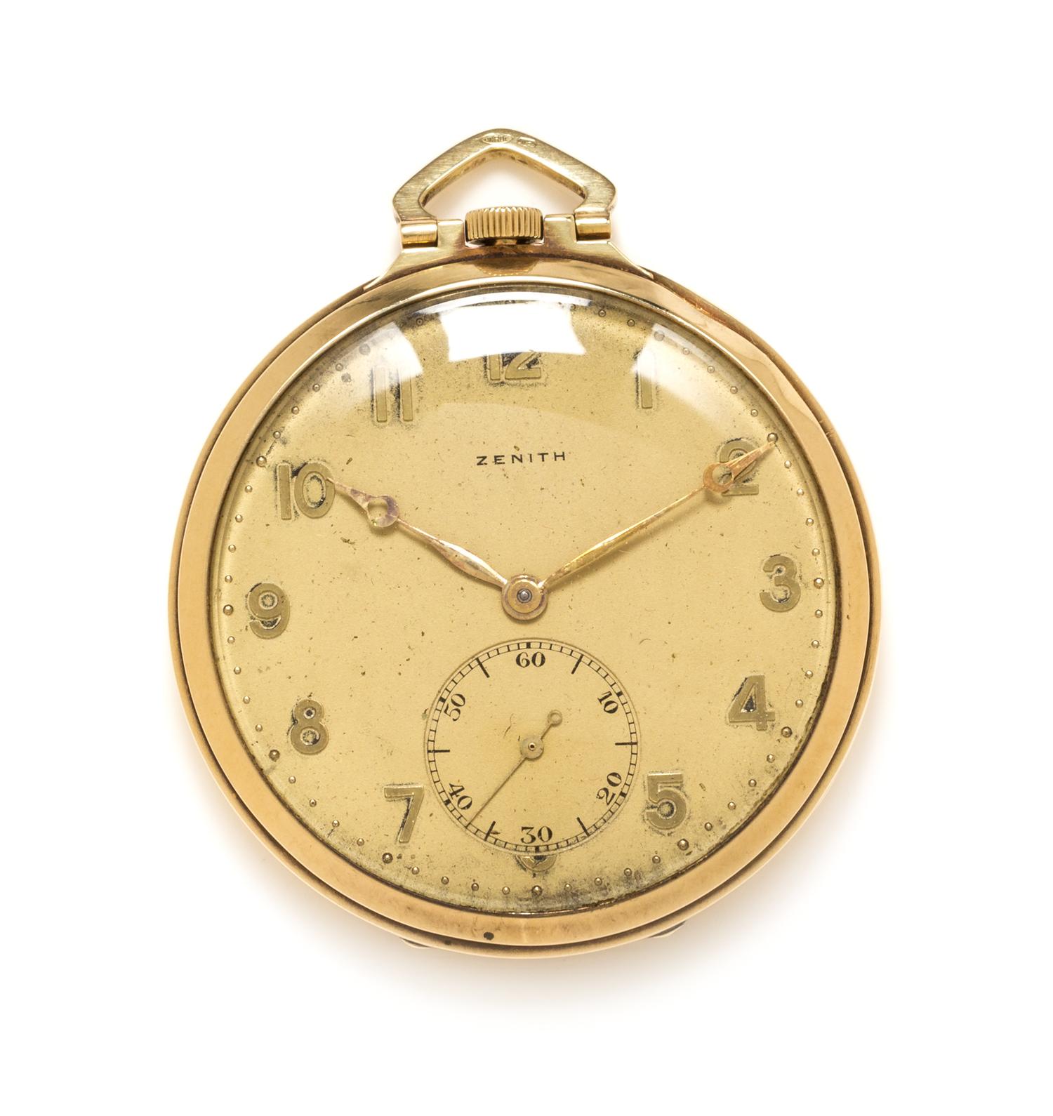 A 14 Karat Yellow Gold Open Face Pocket Watch, Zenith, 39.70 dwts.
