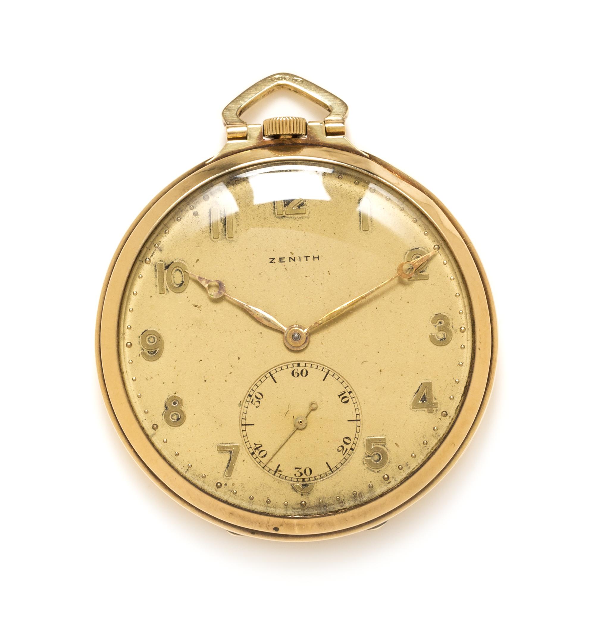 A 14 Karat Yellow Gold Open Face Pocket Watch, Zenith, 39.70 dwts.