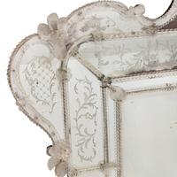 A Large Venetian Blown and Etched Glass Mirror
