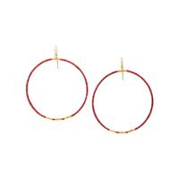 Gurhan, Coral and Yellow Gold Hoop Pendant Earrings