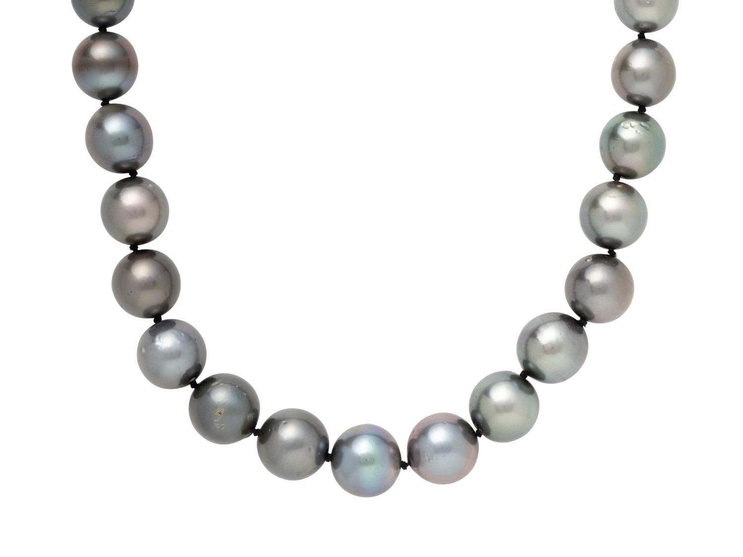 CULTURED TAHITIAN PEARL AND DIAMOND NECKLACE