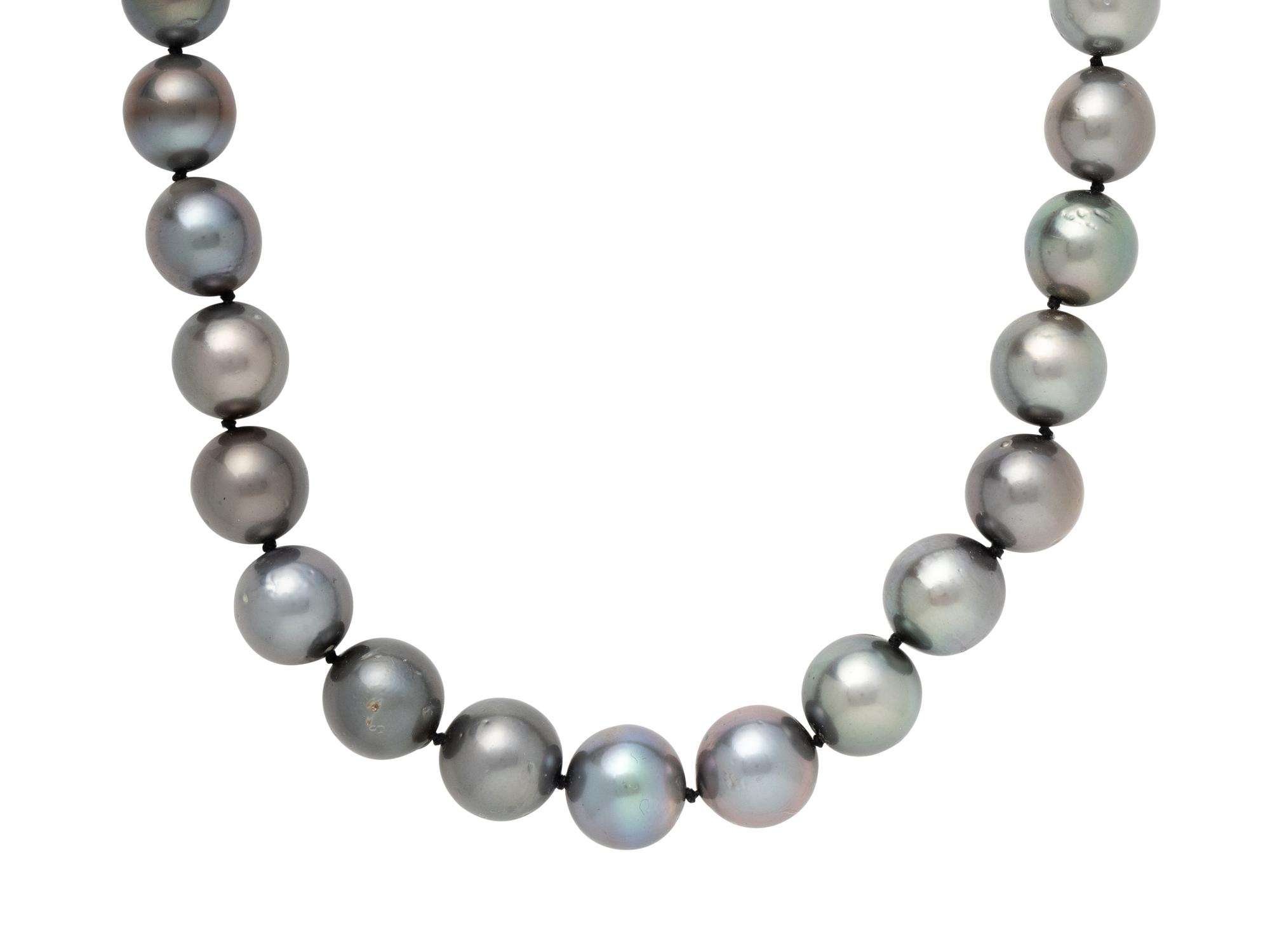 CULTURED TAHITIAN PEARL AND DIAMOND NECKLACE
