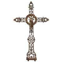 A Cast Iron Crucifix 38" W x 1" D x 65.5" H — France, Circa 1900