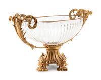 A Louis XVI Style Gilt Bronze Mounted Cut Glass Center Bowl