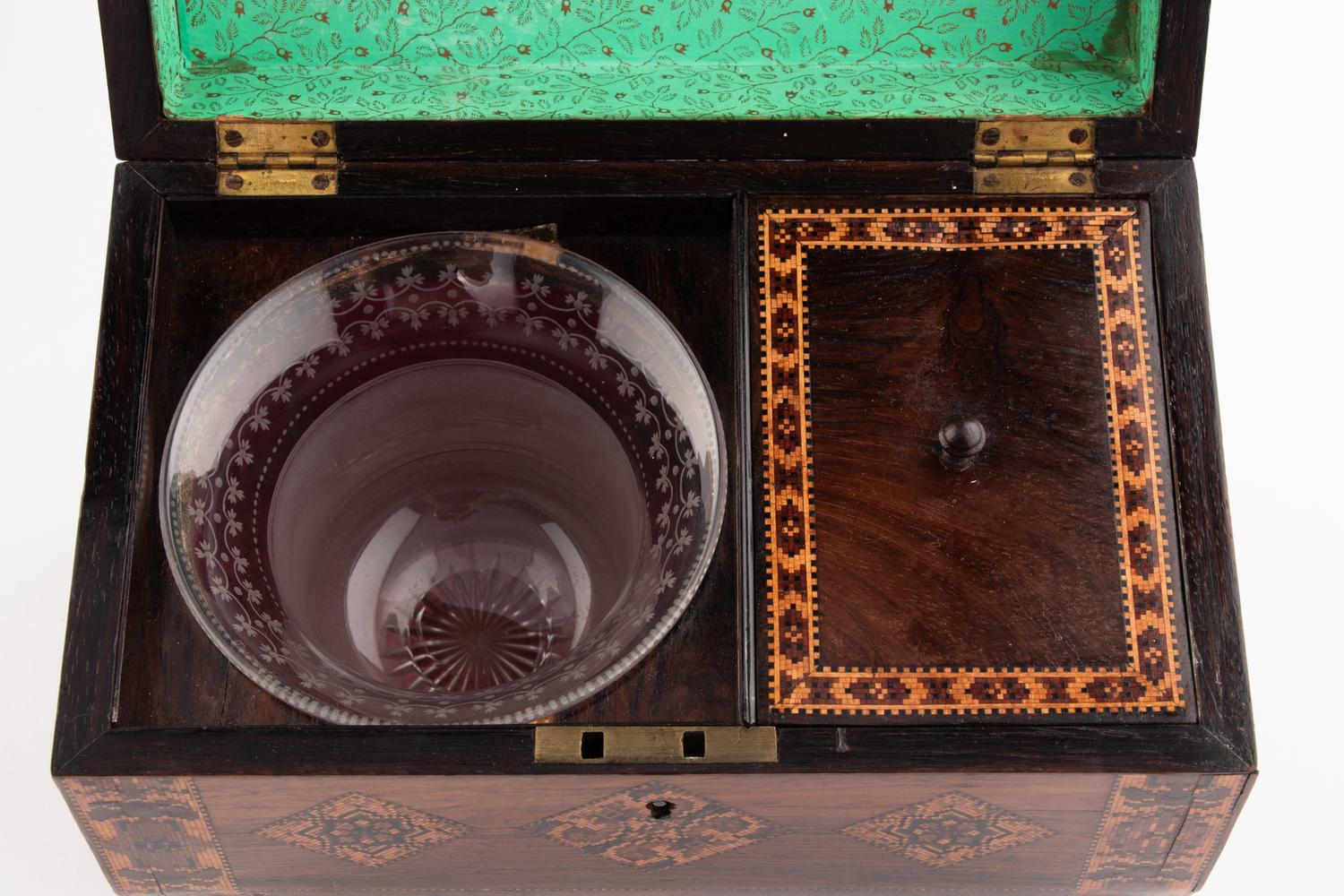 Two English Tunbridge Ware Tea Caddies