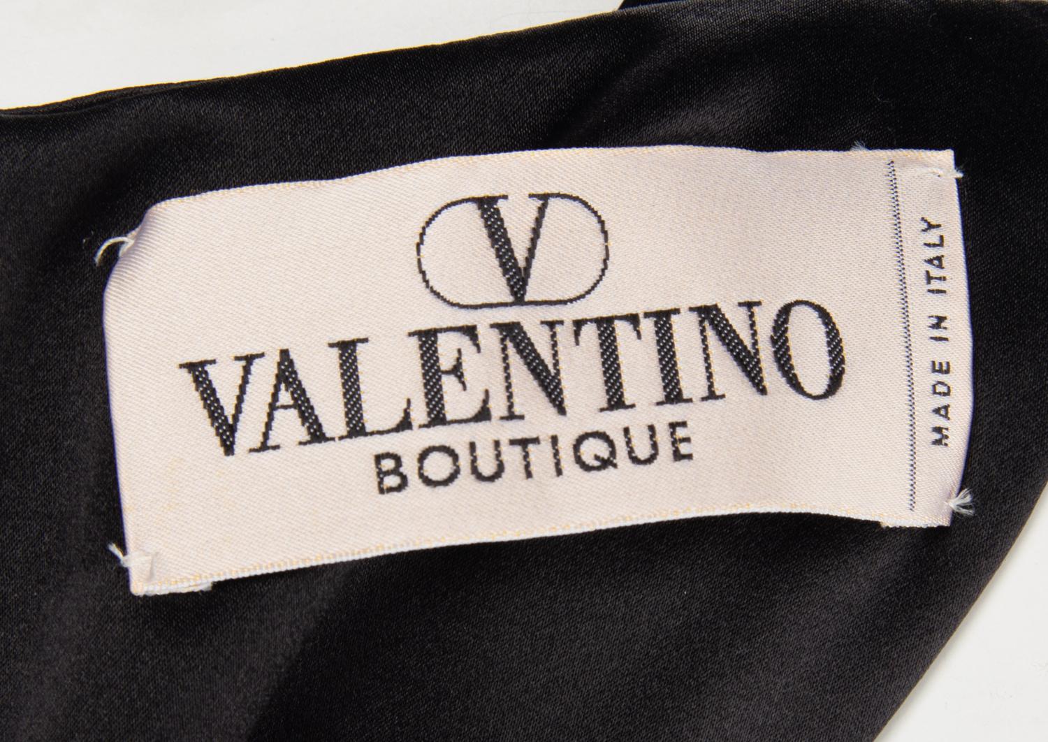 Valentino Embroidered Black Satin Dress, 2000-2010s