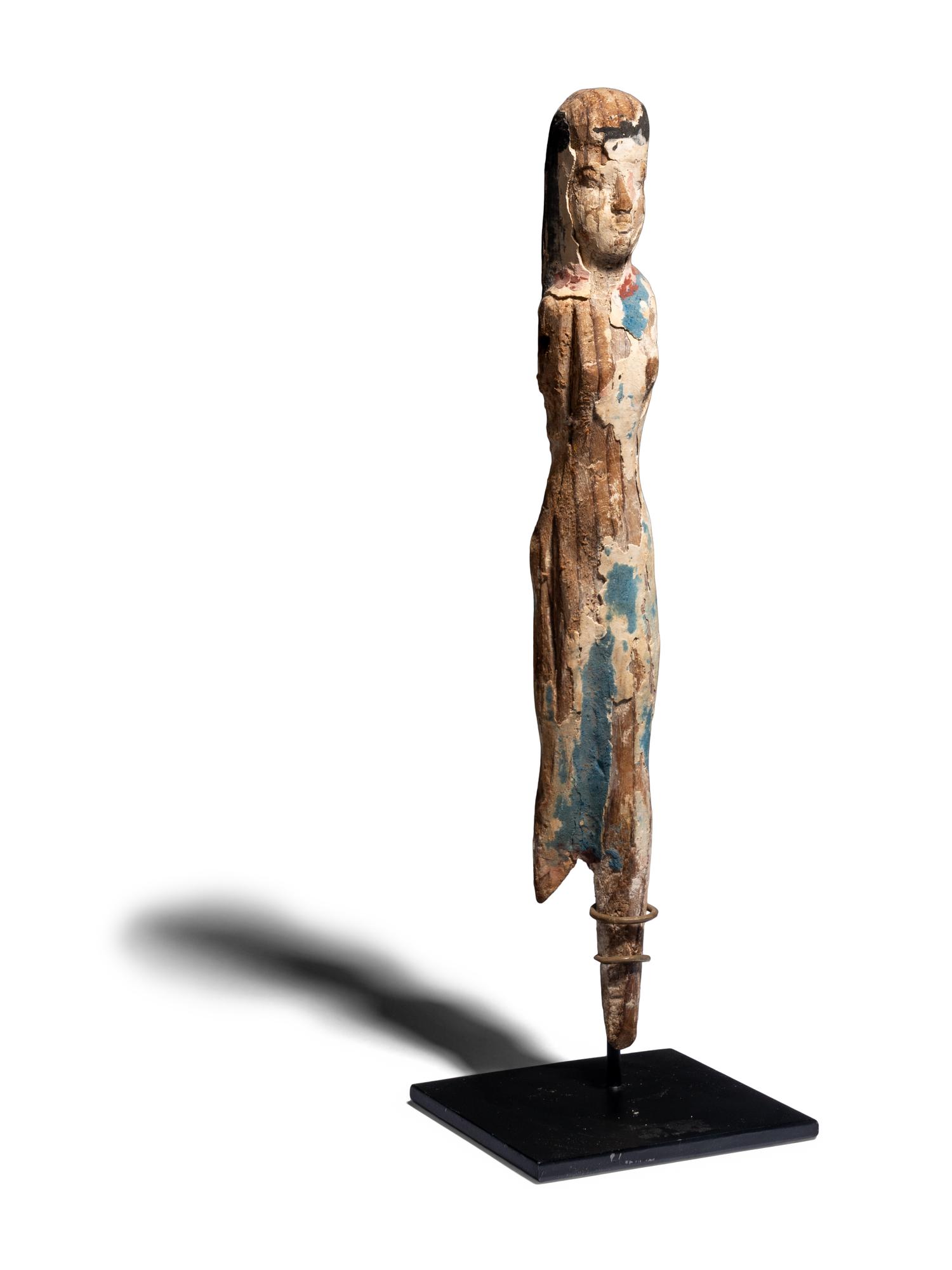 An Egyptian Painted Wood Female Figure