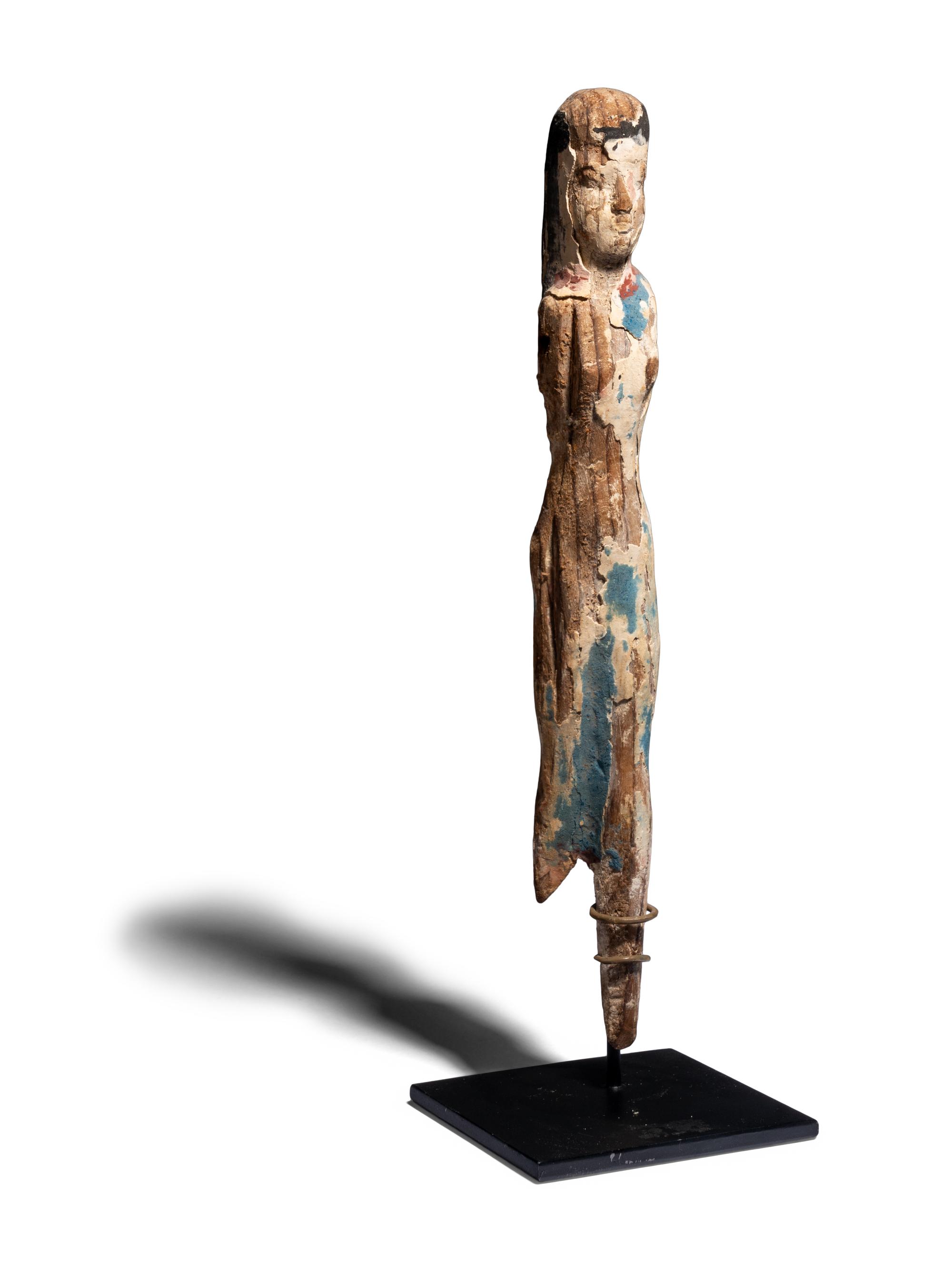 An Egyptian Painted Wood Female Figure