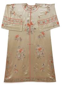 A Chinese Embroidered Silk Lady's Robe Length 41 3/4 inches.