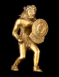An Aztec Style Gold Jaguar Warrior