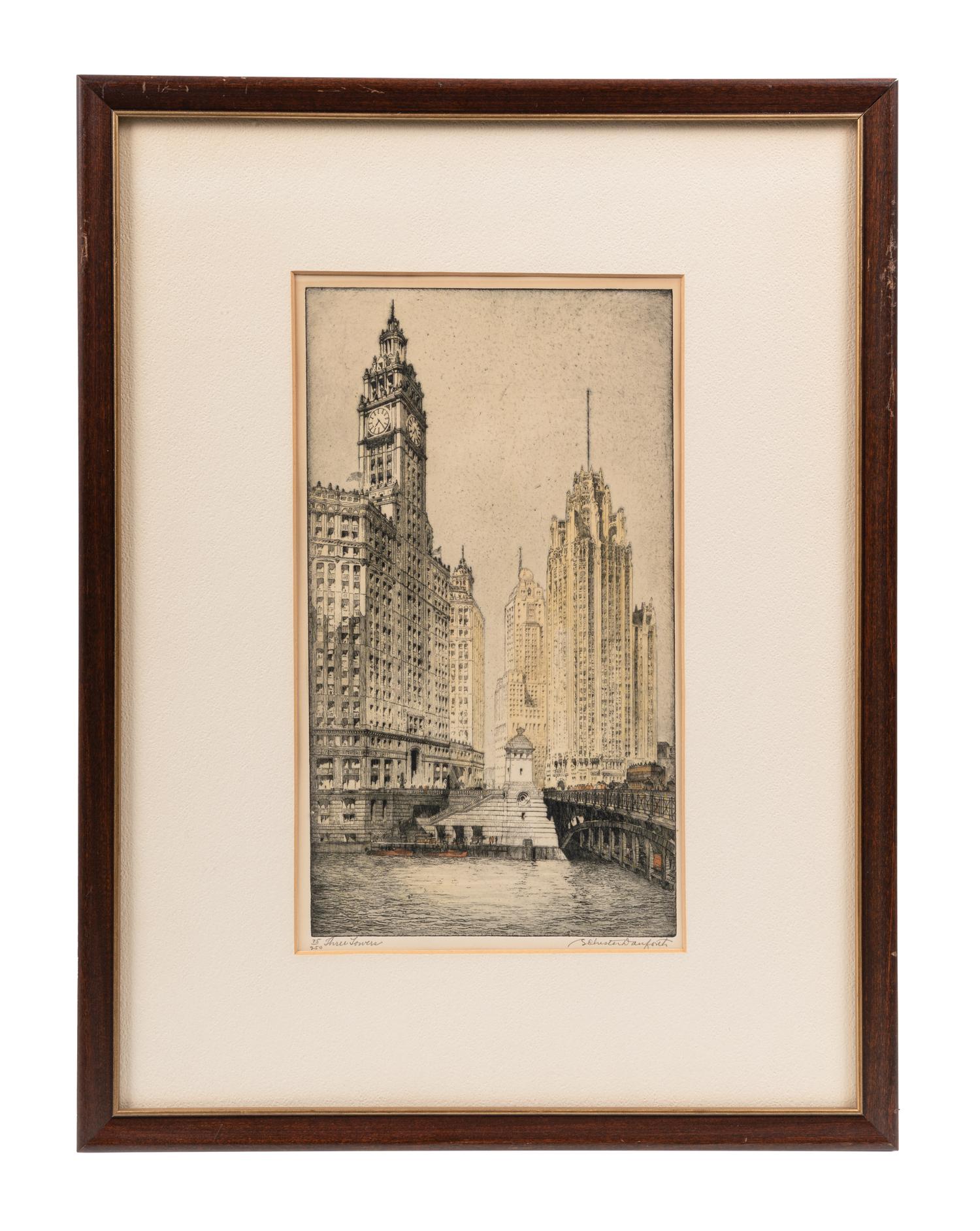 [CHICAGO]. DANFORTH, S. Chester. A suite of 3 signed etchings.
