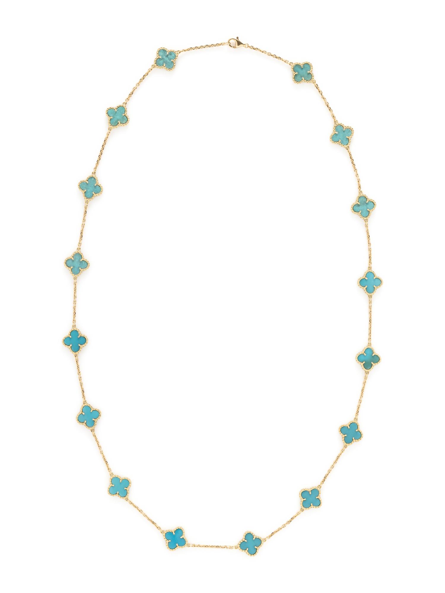 TREATED TURQUOISE AND YELLOW GOLD NECKLACE