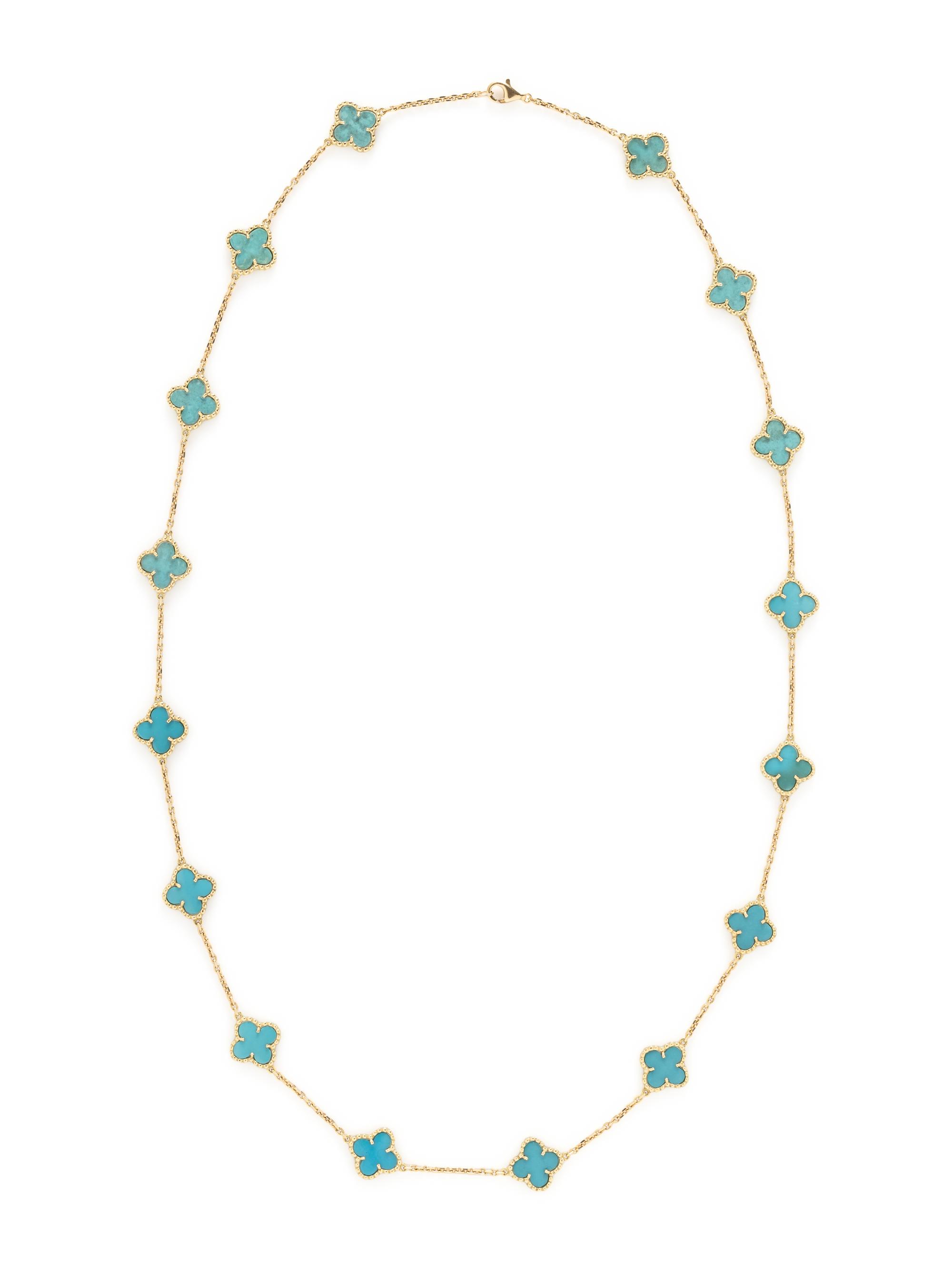 TREATED TURQUOISE AND YELLOW GOLD NECKLACE