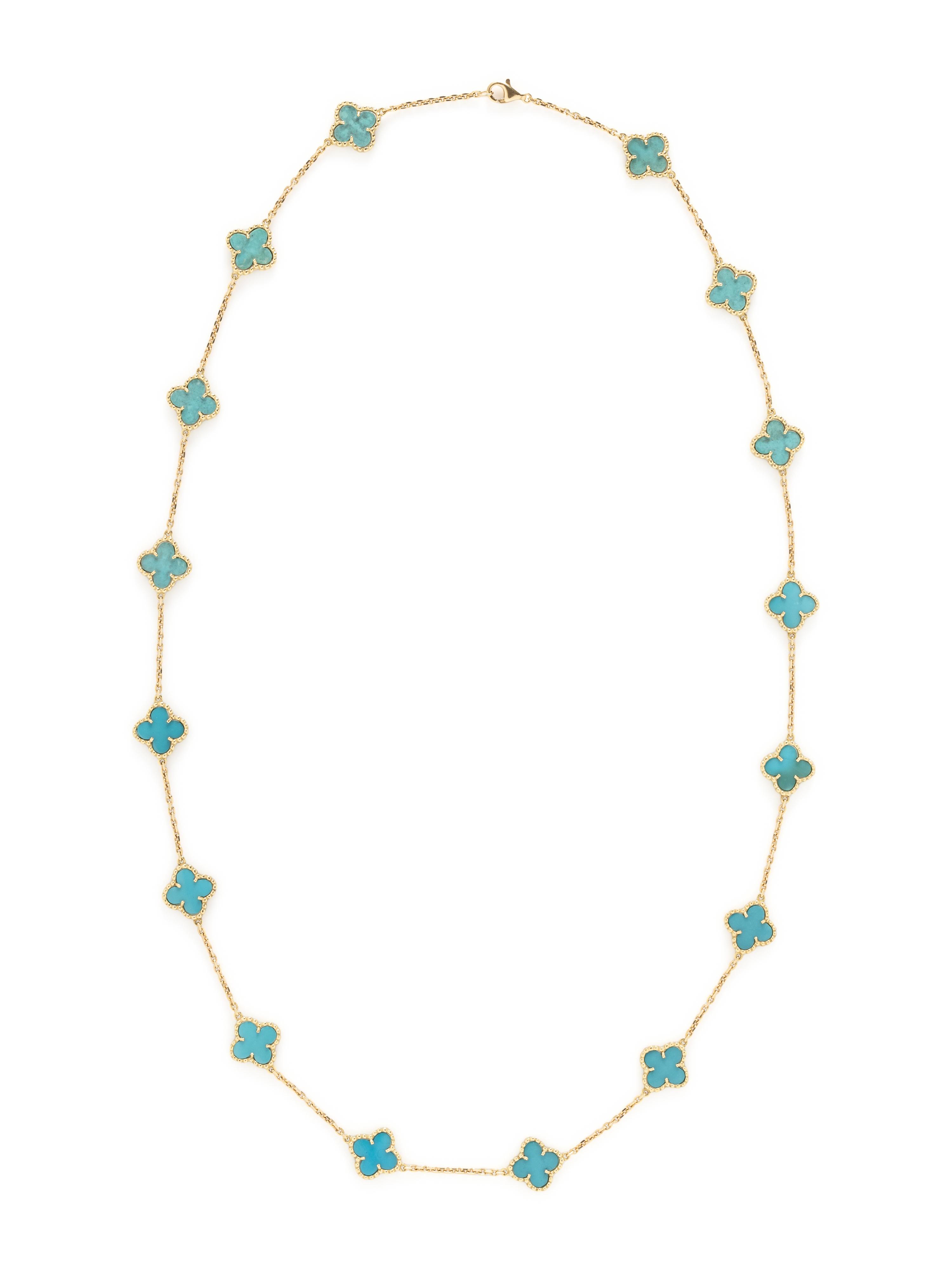 TREATED TURQUOISE AND YELLOW GOLD NECKLACE