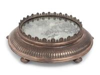 A Silvered Metal and Mirrored Table Plateau
