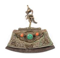 Four Tibetan Silver and Leather Pouches