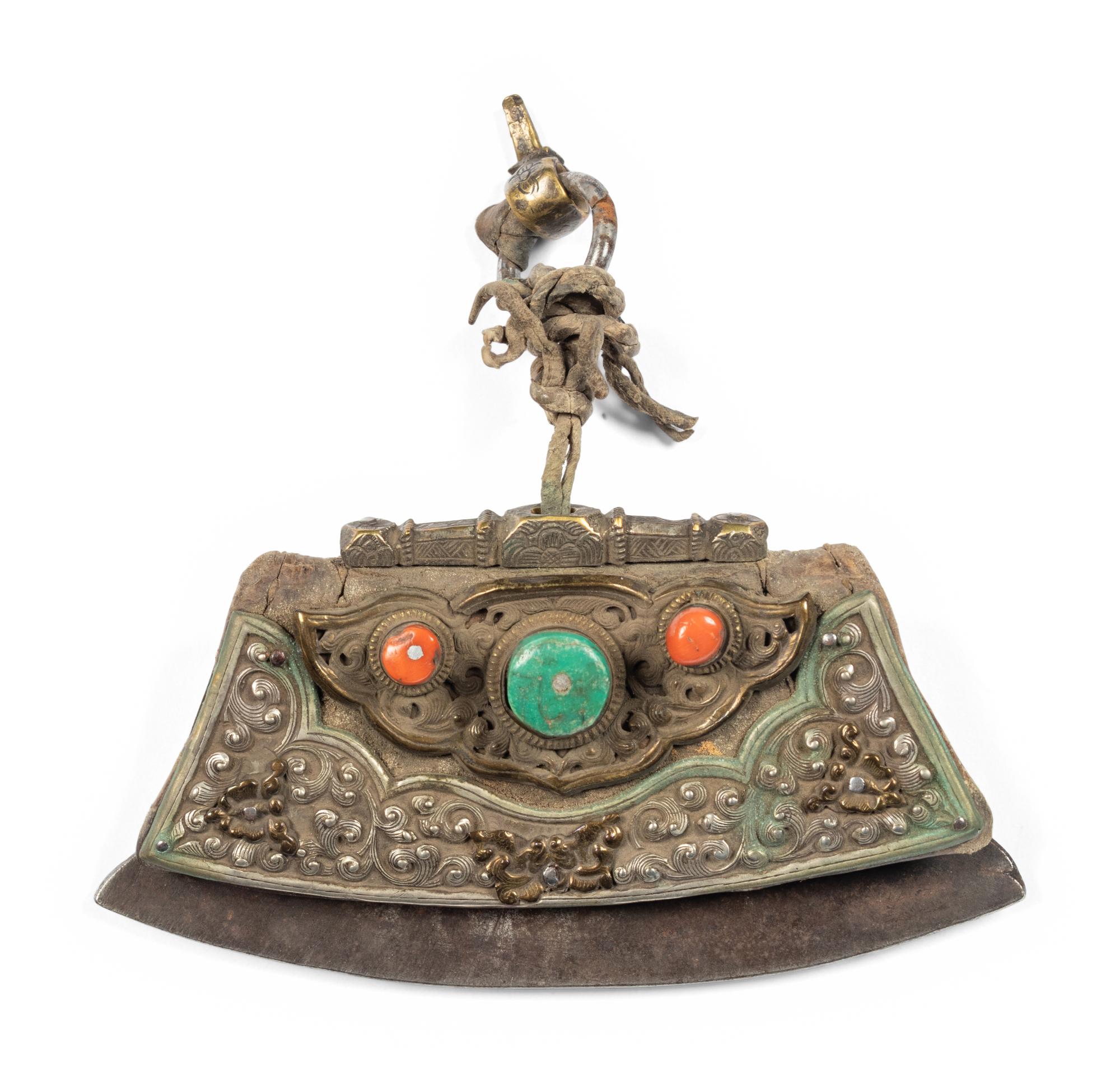 Four Tibetan Silver and Leather Pouches