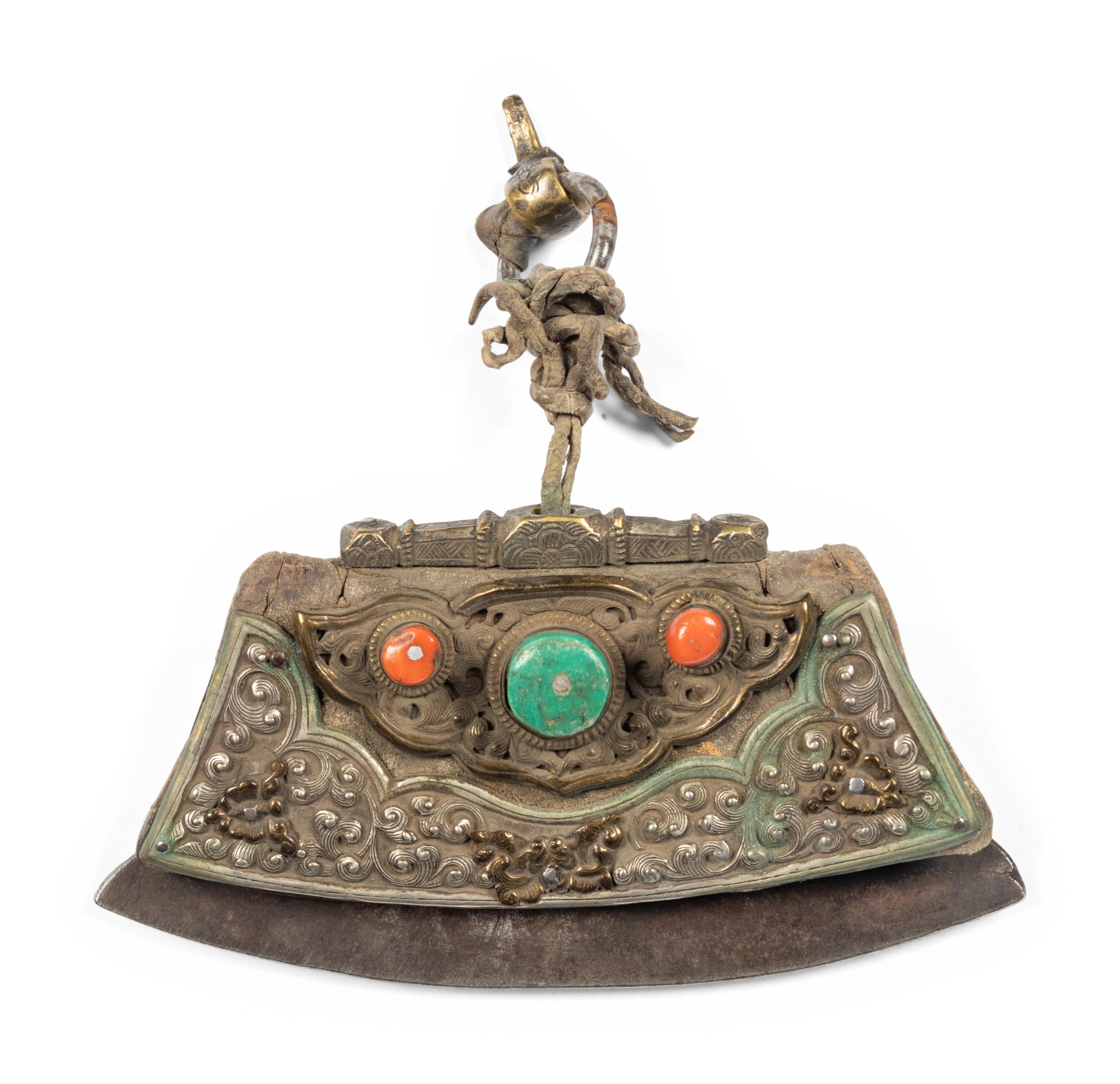 Four Tibetan Silver and Leather Pouches