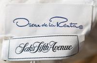 An Oscar de la Renta Black and White Silk Polka Dot Evening Gown, Dress size 12; Wrap 124" x 39".