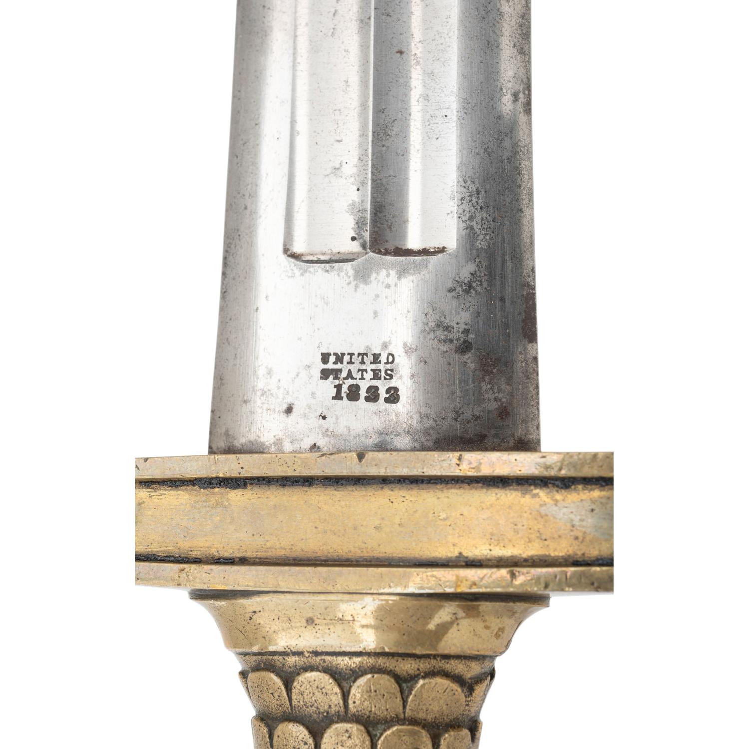 Rare Early Production Ames Model 1832 Heavy Artillery Saber & Scabbard Dated 1833 with an S HUSE Marked Hilt