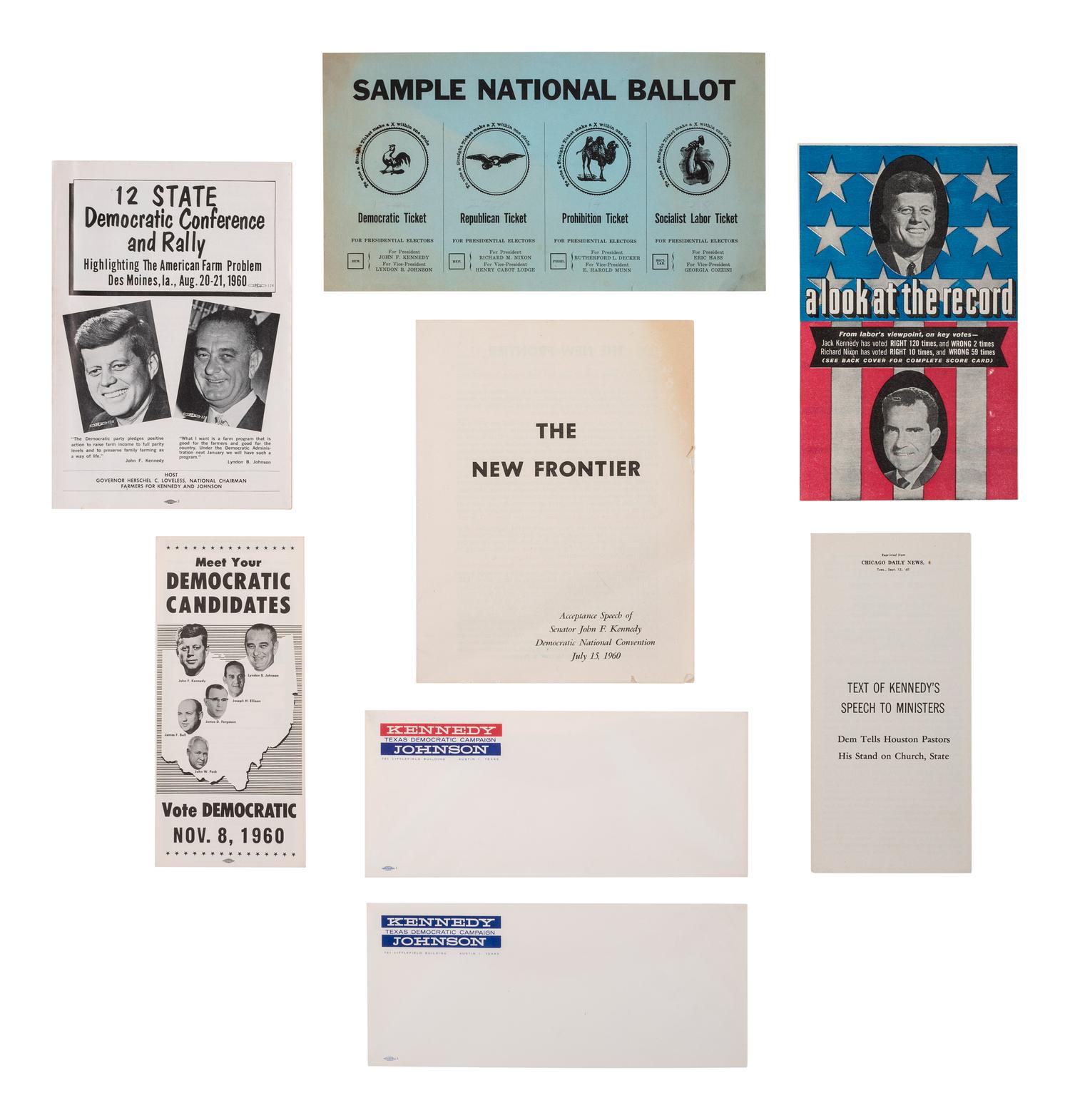 [KENNEDY, John F. (1917-1963)]. A large group of campaign ephemera, including: