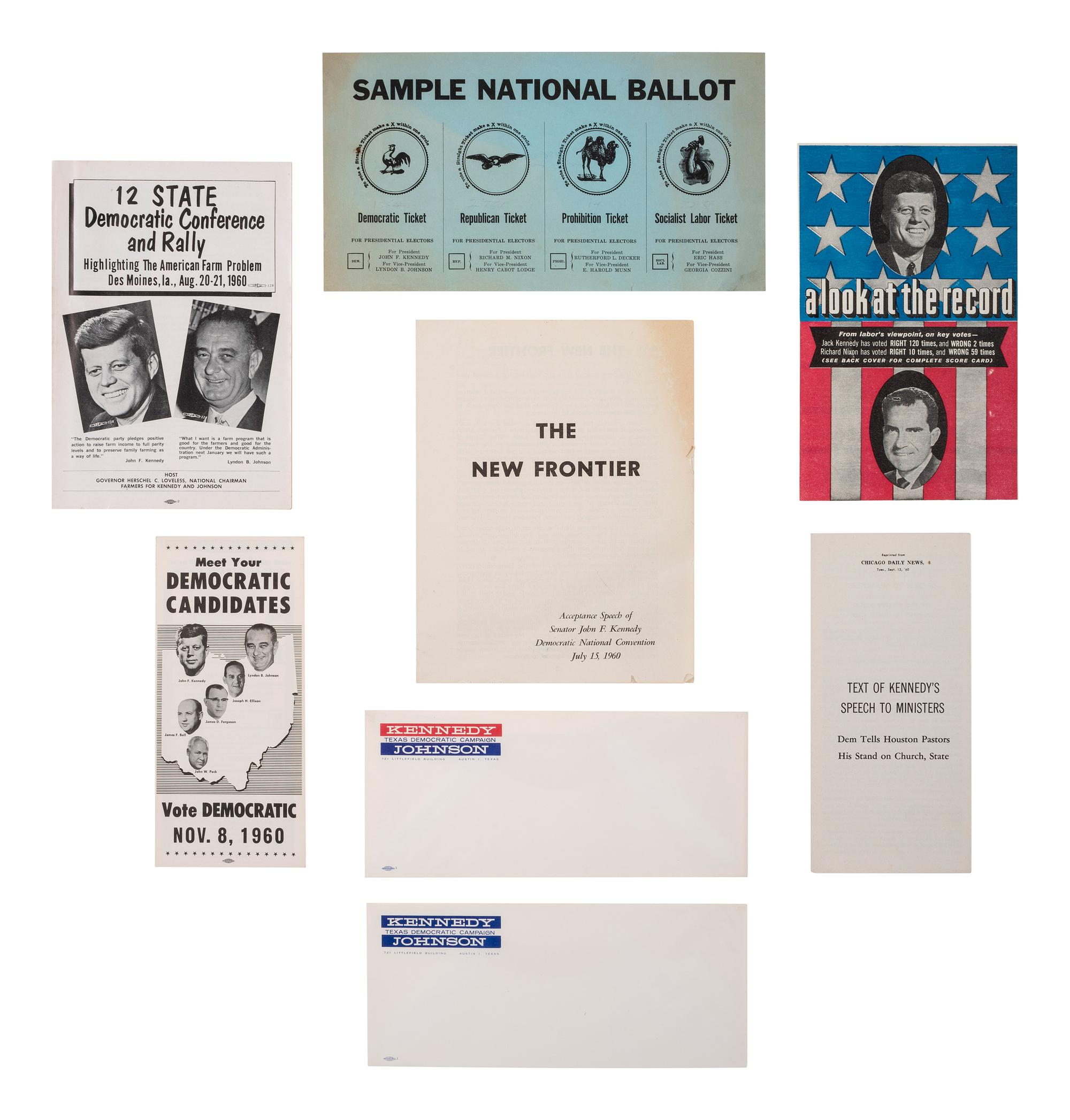 [KENNEDY, John F. (1917-1963)]. A large group of campaign ephemera, including:
