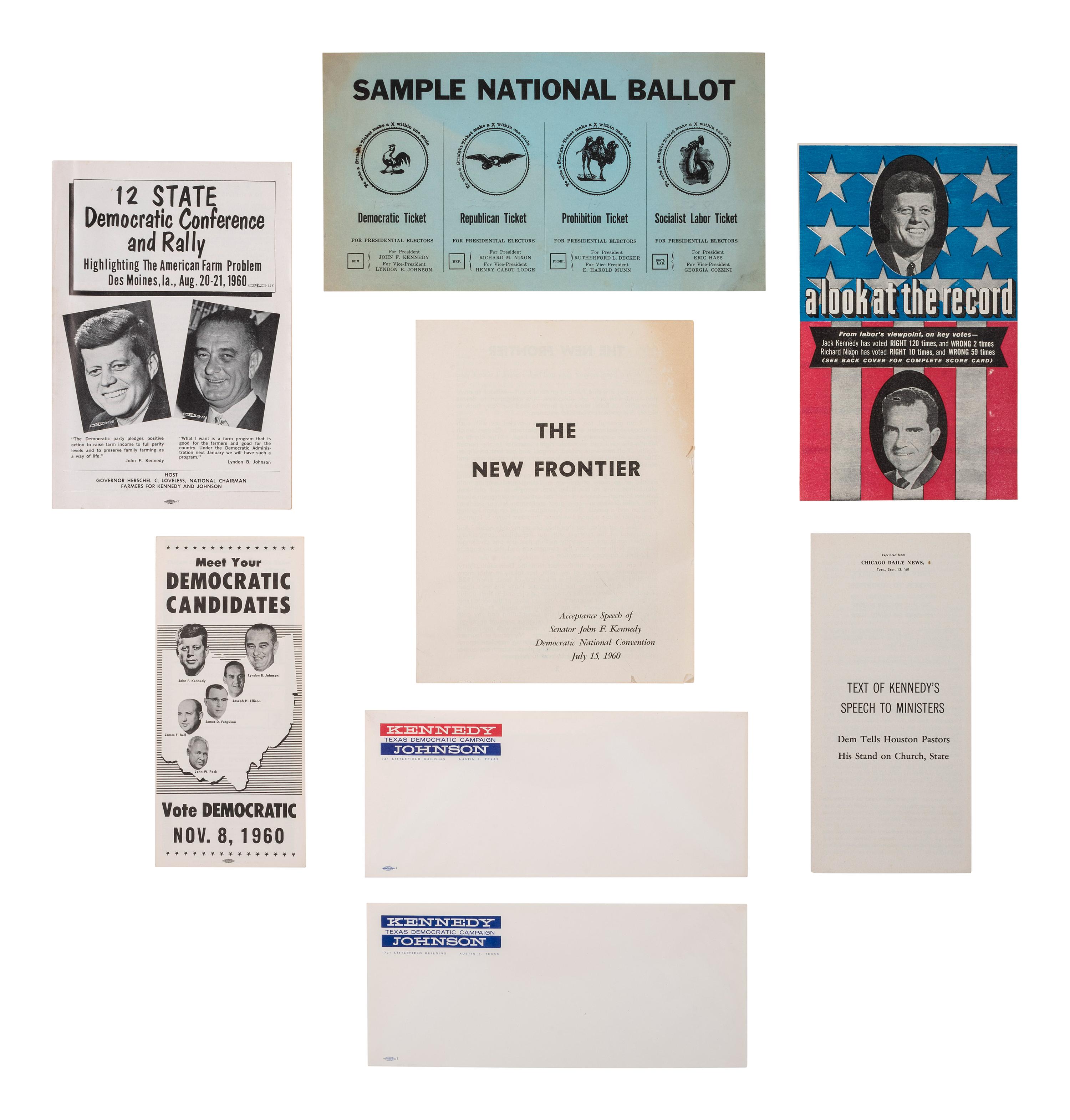 [KENNEDY, John F. (1917-1963)]. A large group of campaign ephemera, including: