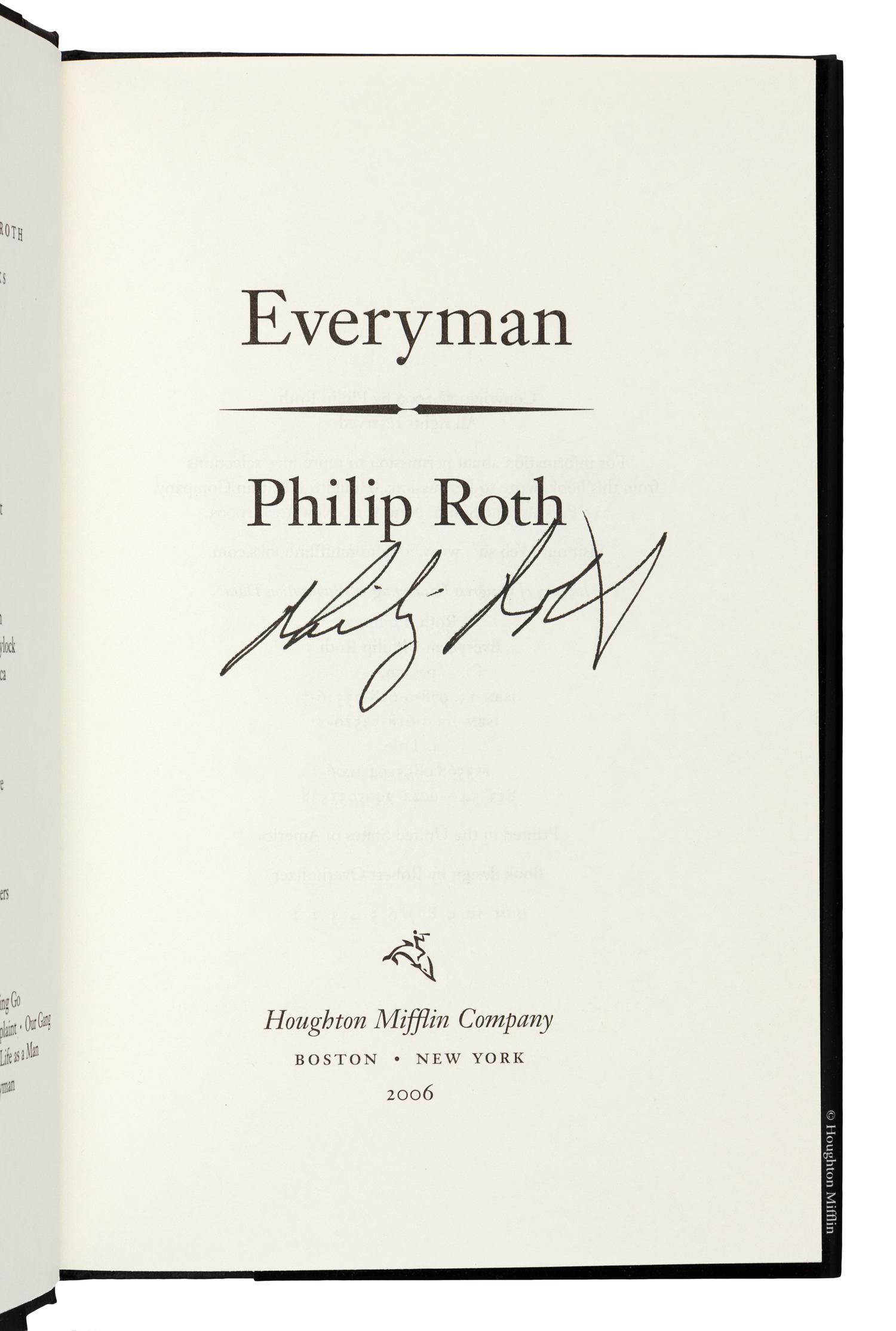 ROTH, Philip (1933-2018). A group of 5 works, published by Houghton Mifflin Company in Boston and New York.
