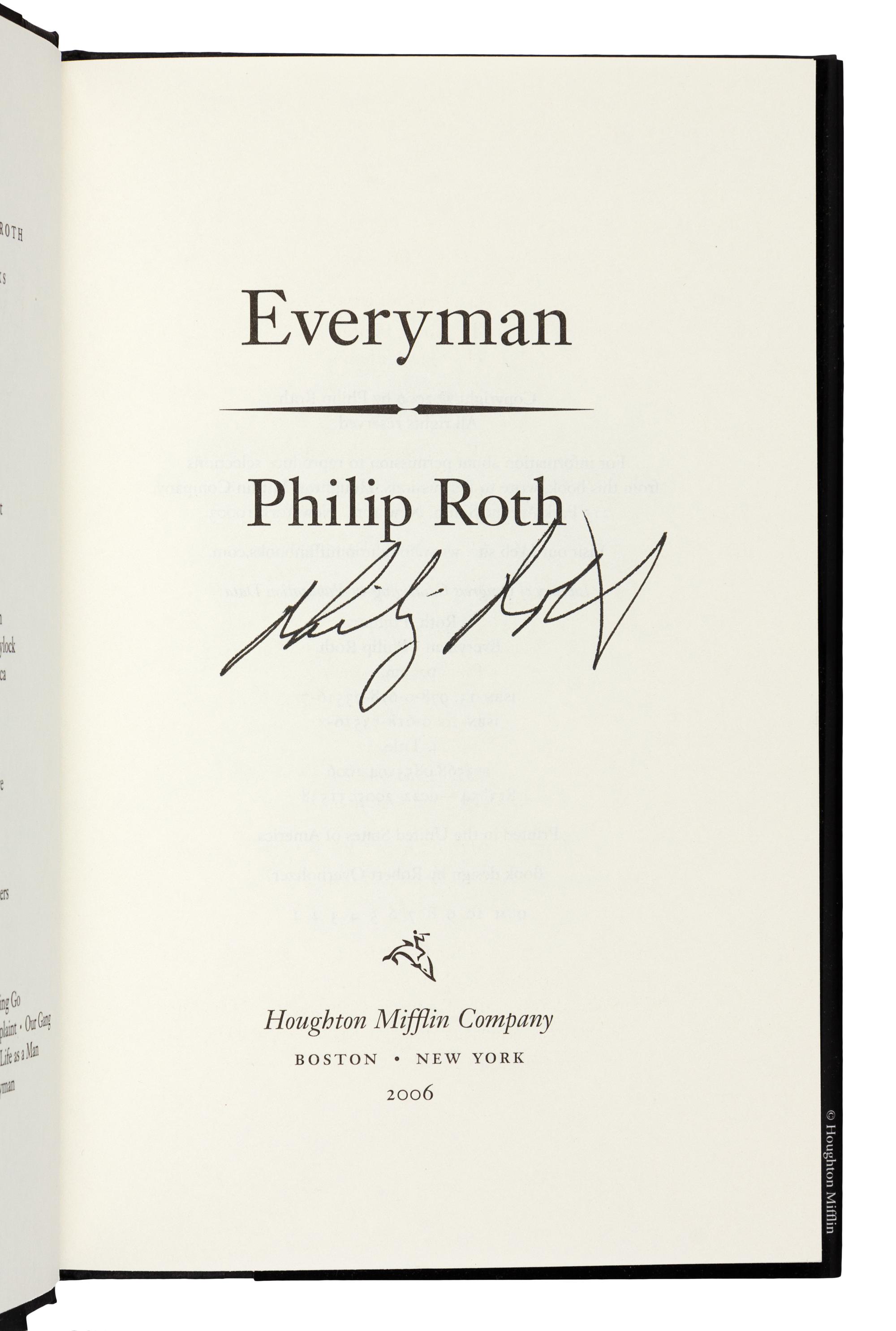 ROTH, Philip (1933-2018). A group of 5 works, published by Houghton Mifflin Company in Boston and New York.