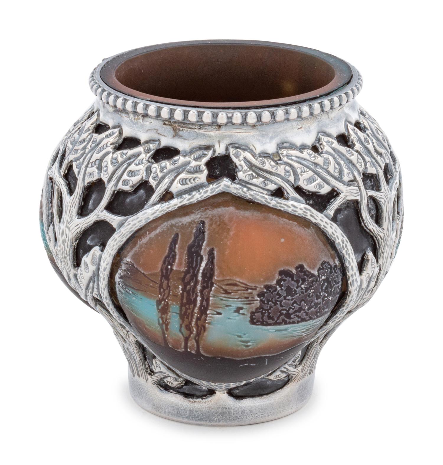 A French Silvered Metal Mounted Cameo Glass Bowl
