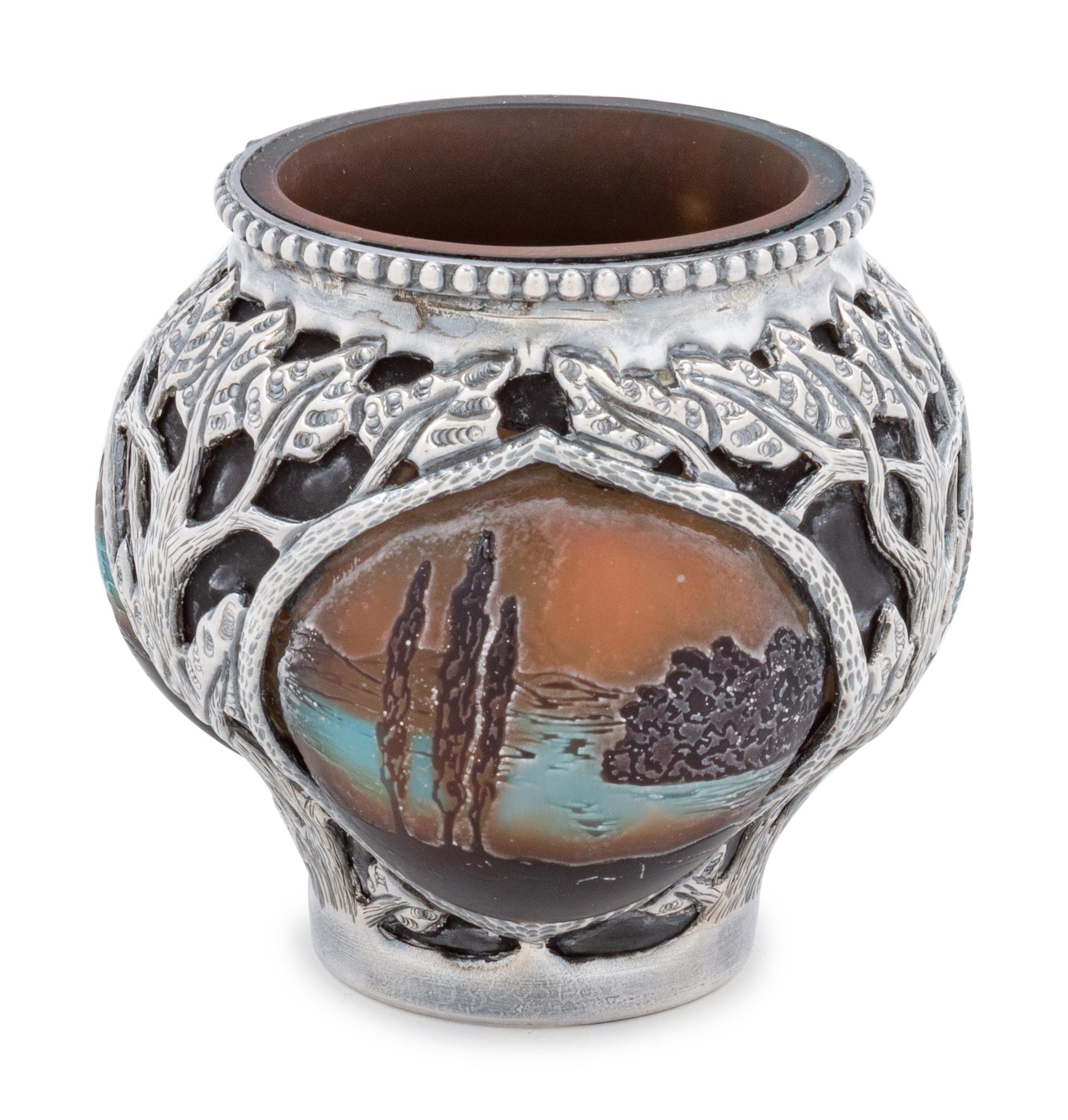 A French Silvered Metal Mounted Cameo Glass Bowl