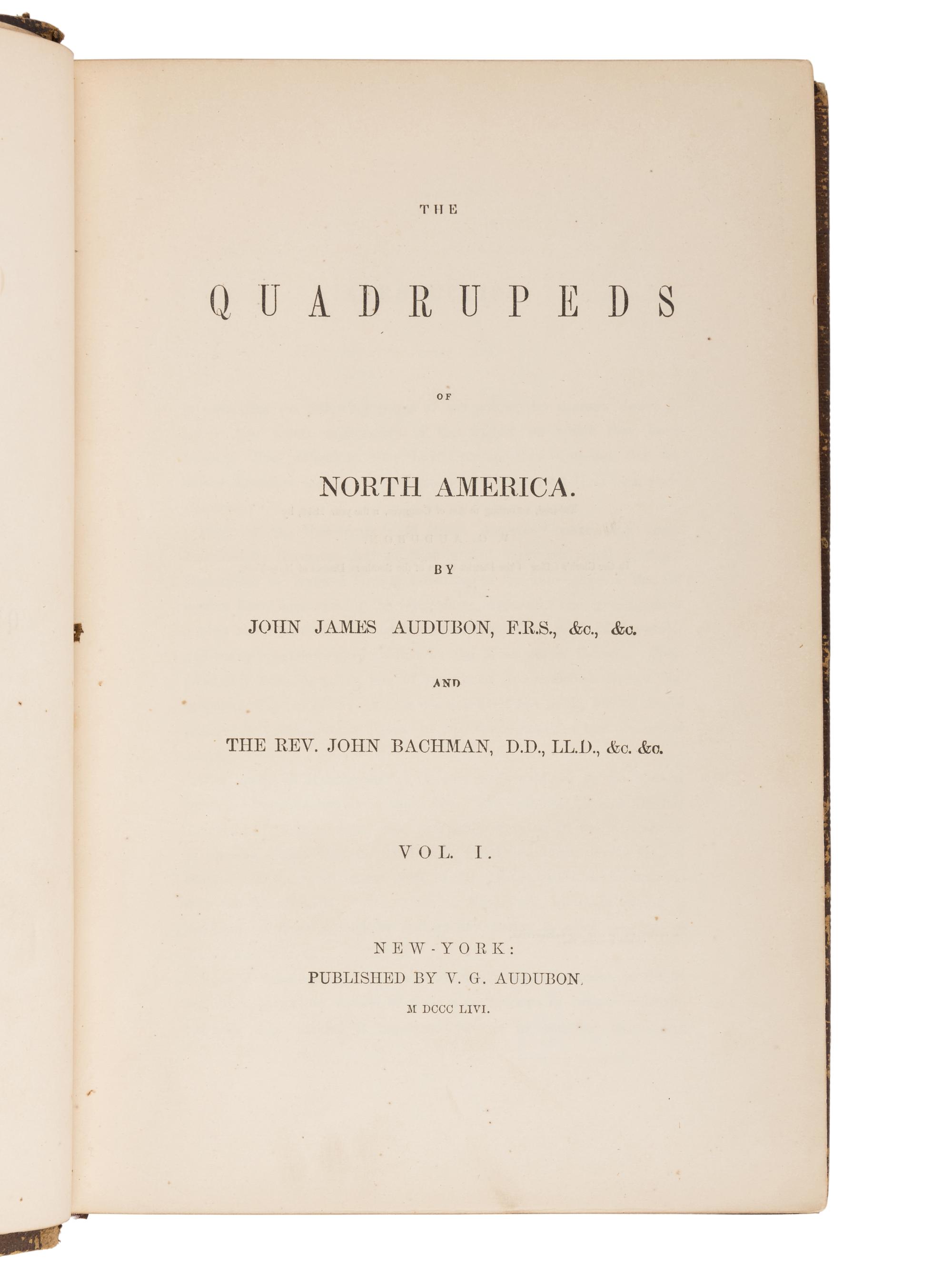 AUDUBON, John James (1785-1851) and John BACHMAN (1790-1874). The Quadrupeds of North America . New York: V.G. Audubon, 1849, 1851, 1854.