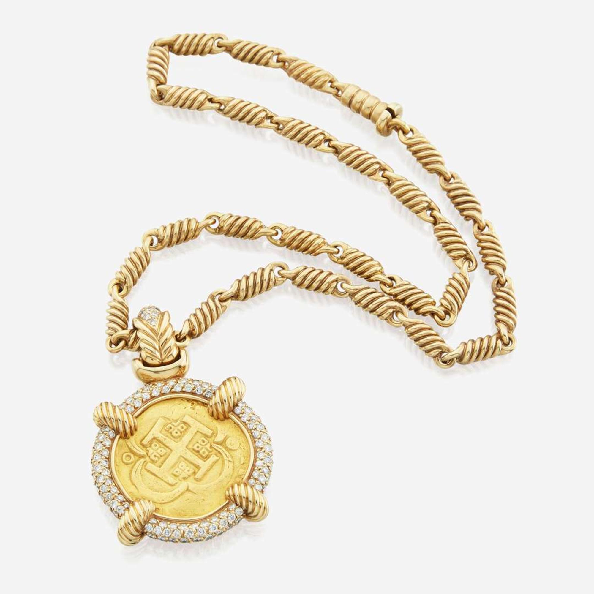 A diamond coin necklace