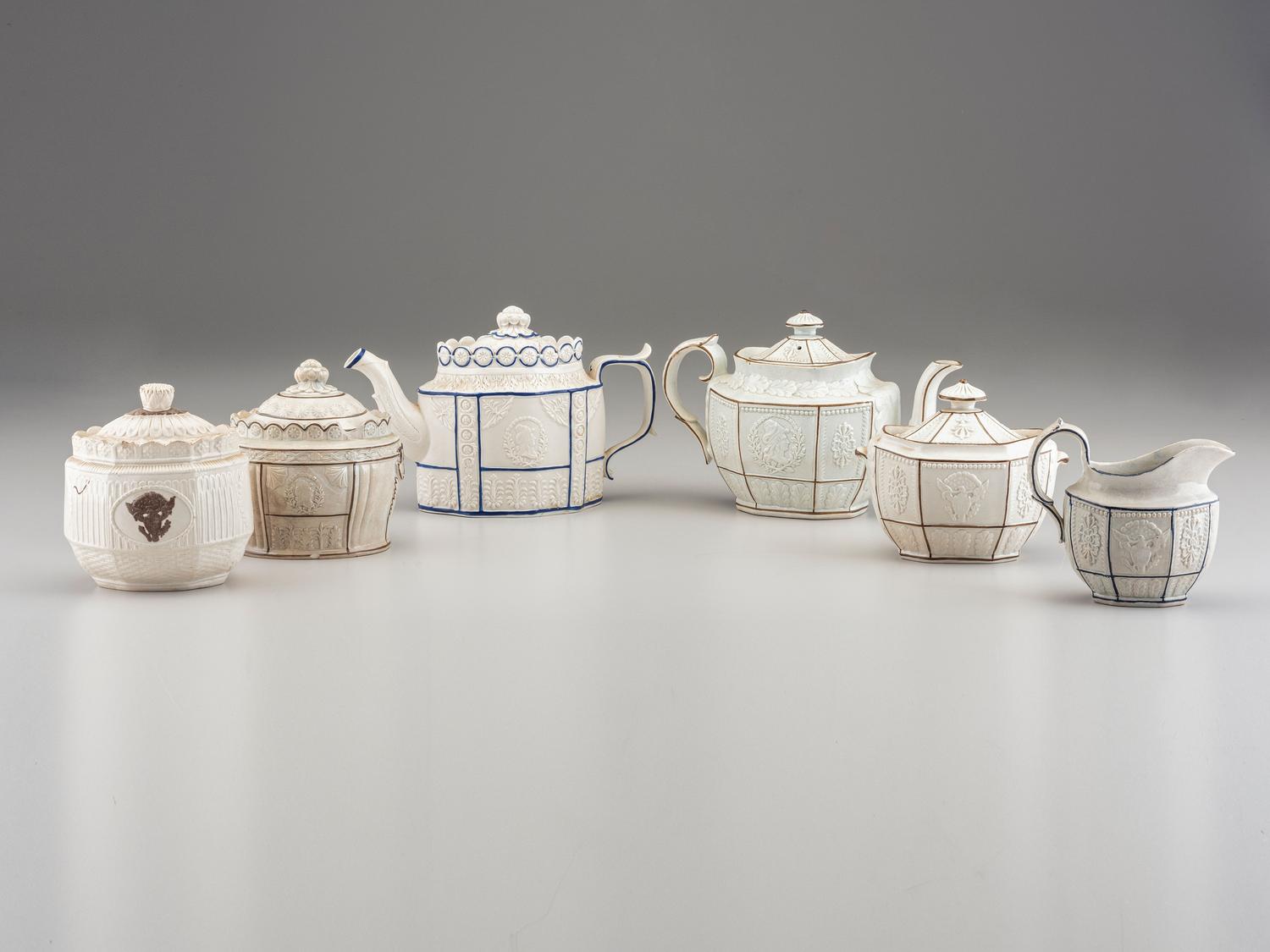 Six Staffordshire Stoneware Tea Articles for the American Market