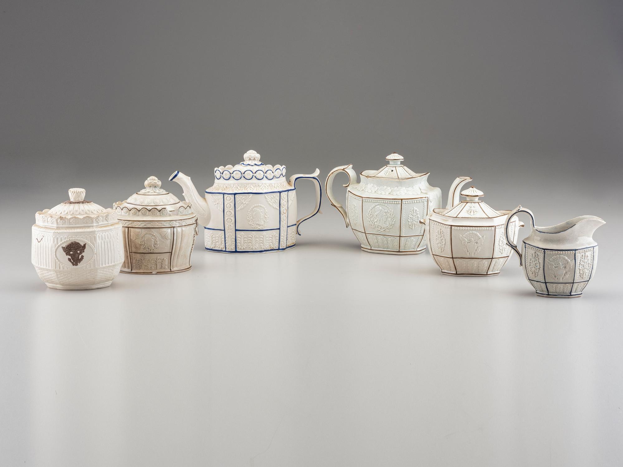 Six Staffordshire Stoneware Tea Articles for the American Market