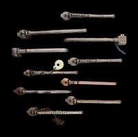 10 Japanese Reticulated Bronze Portable Writing Sets, Yatate