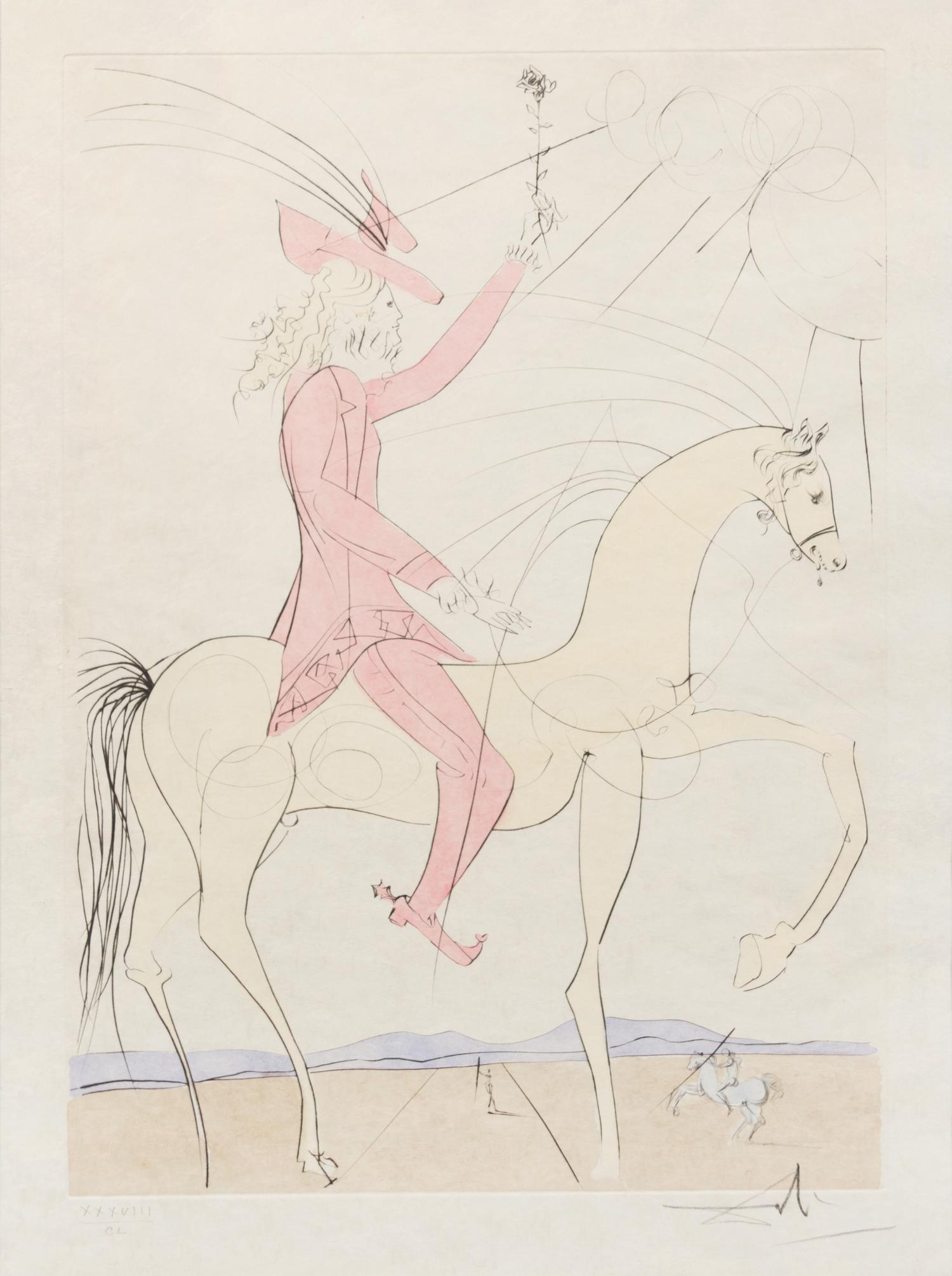 Salvador Dali, (Spanish, 1904-1989), Amazone and Cavalier a la rose, 1973