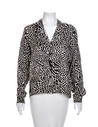 Yves Saint Laurent Encore Animal Print Silk Blouse, 1980-90s Size label: 6