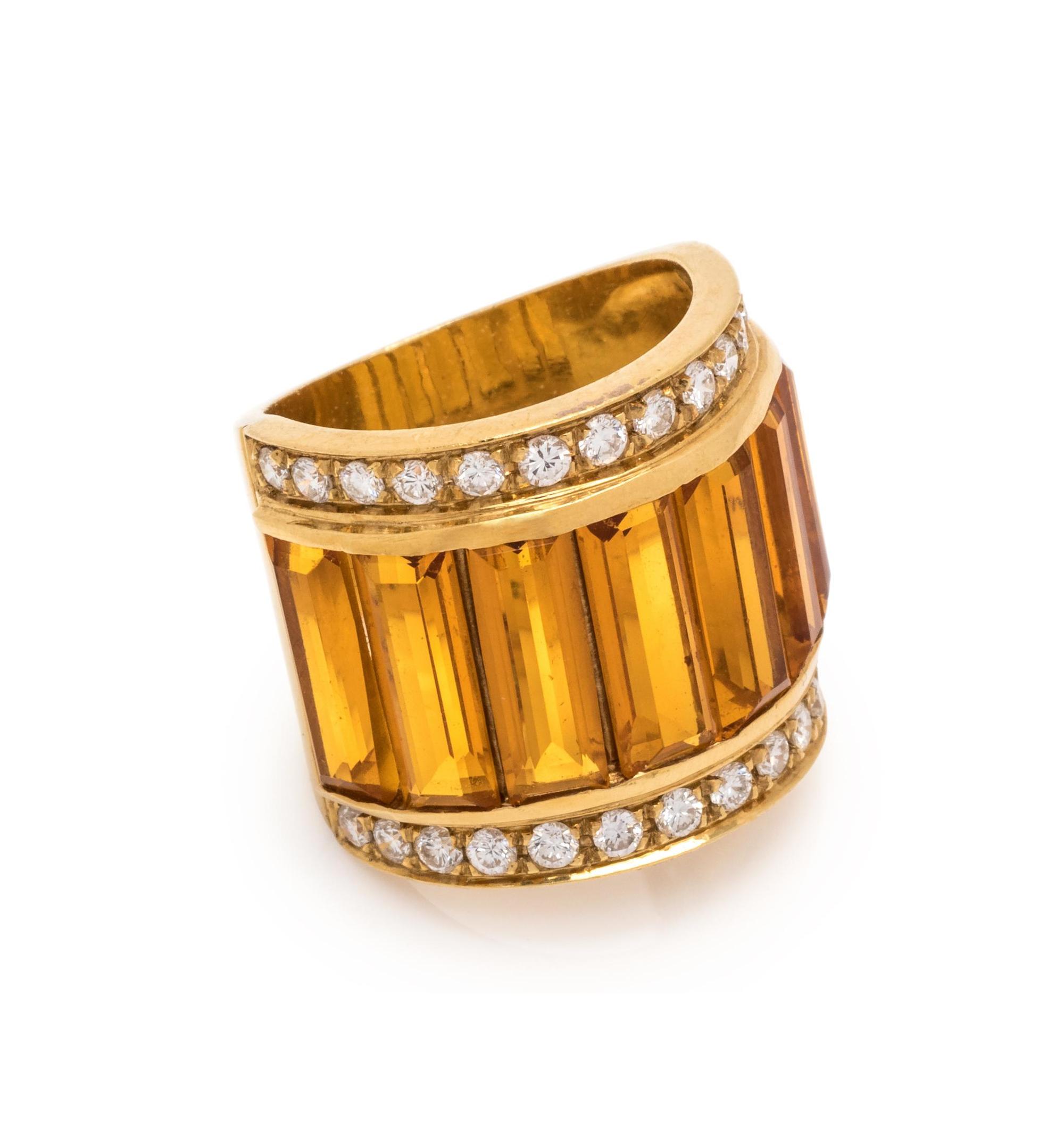 CITRINE AND DIAMOND RING
