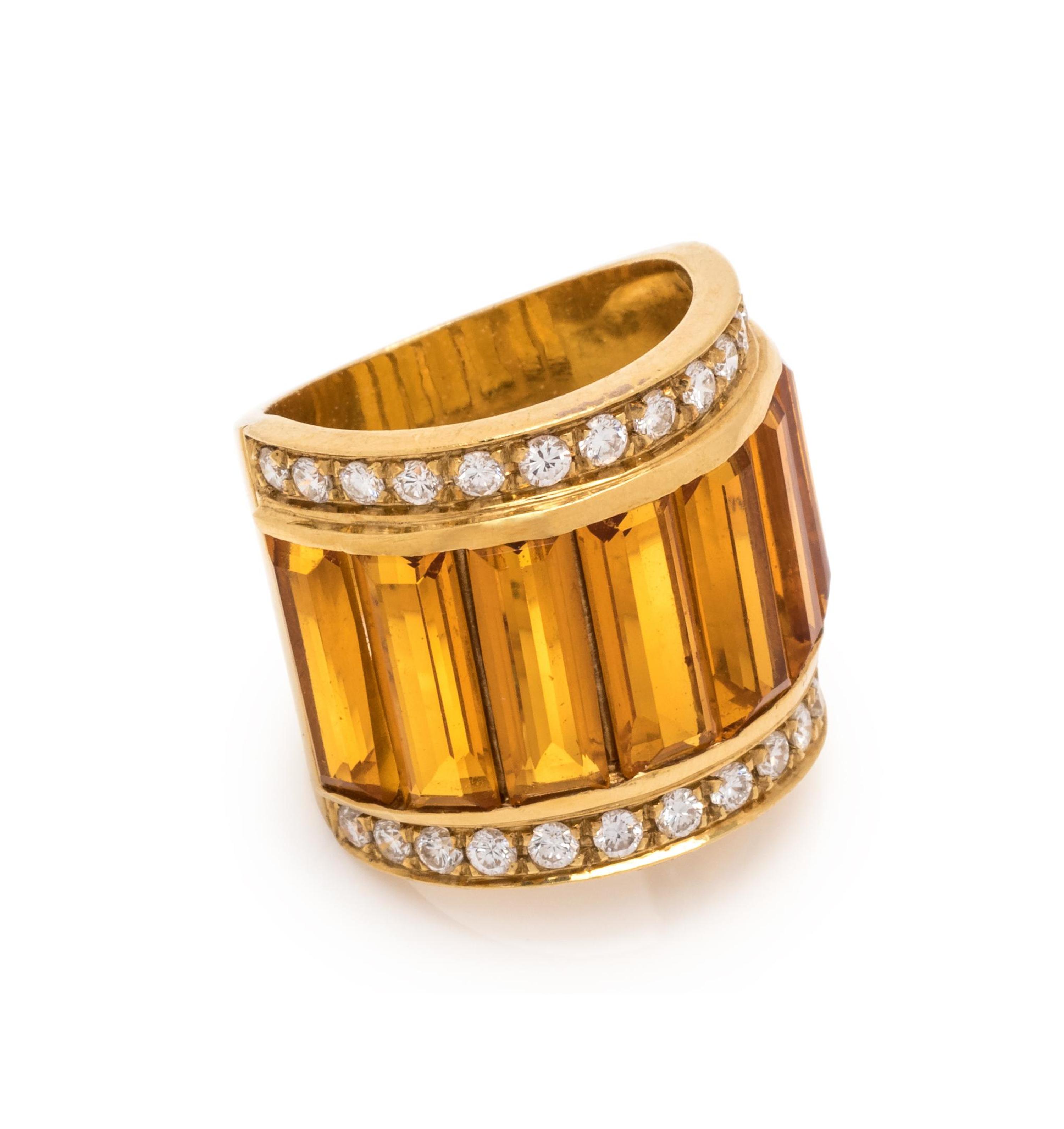 CITRINE AND DIAMOND RING