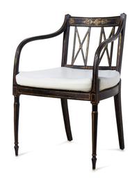 A Set of Ten George III Japanned Armchairs
