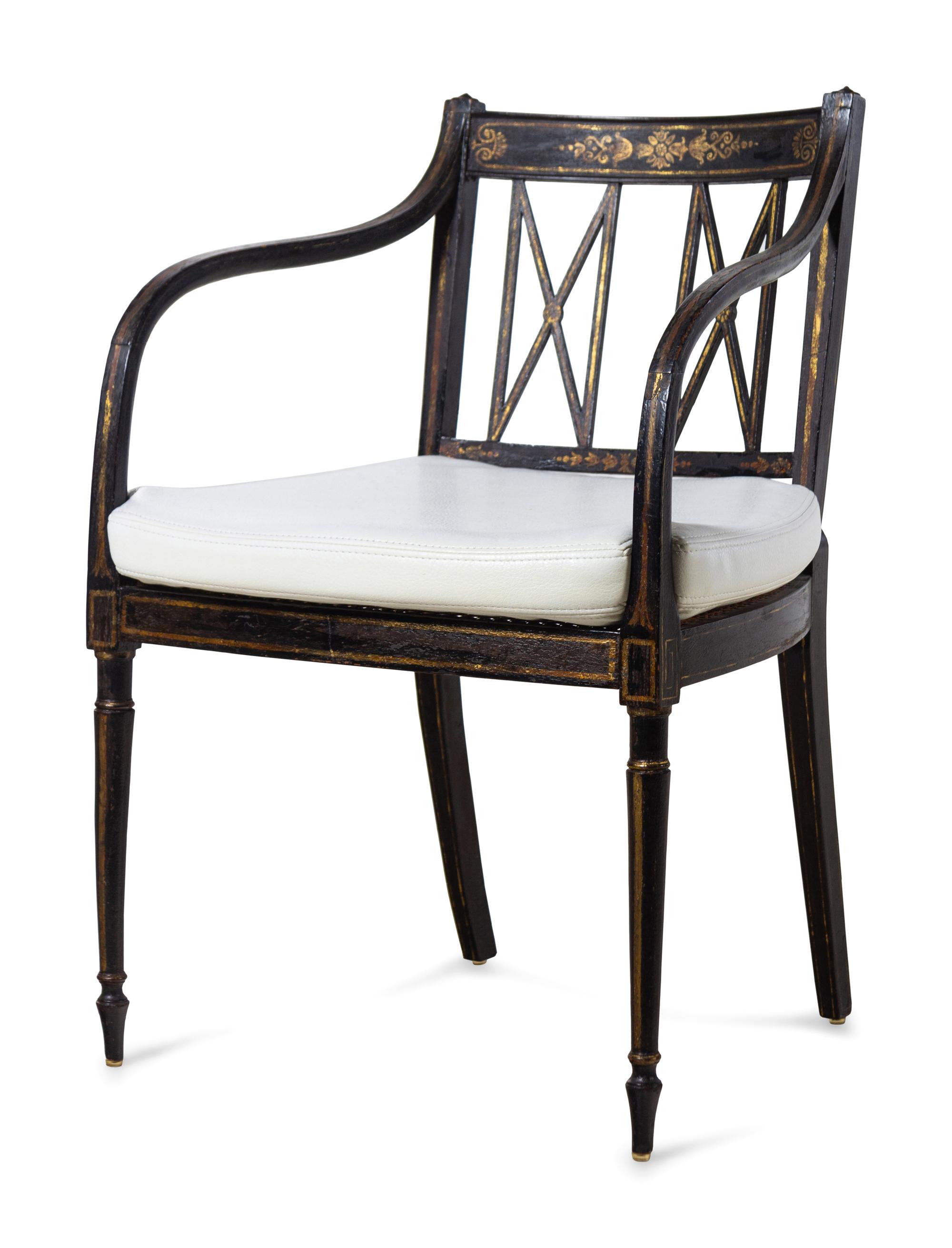 A Set of Ten George III Japanned Armchairs