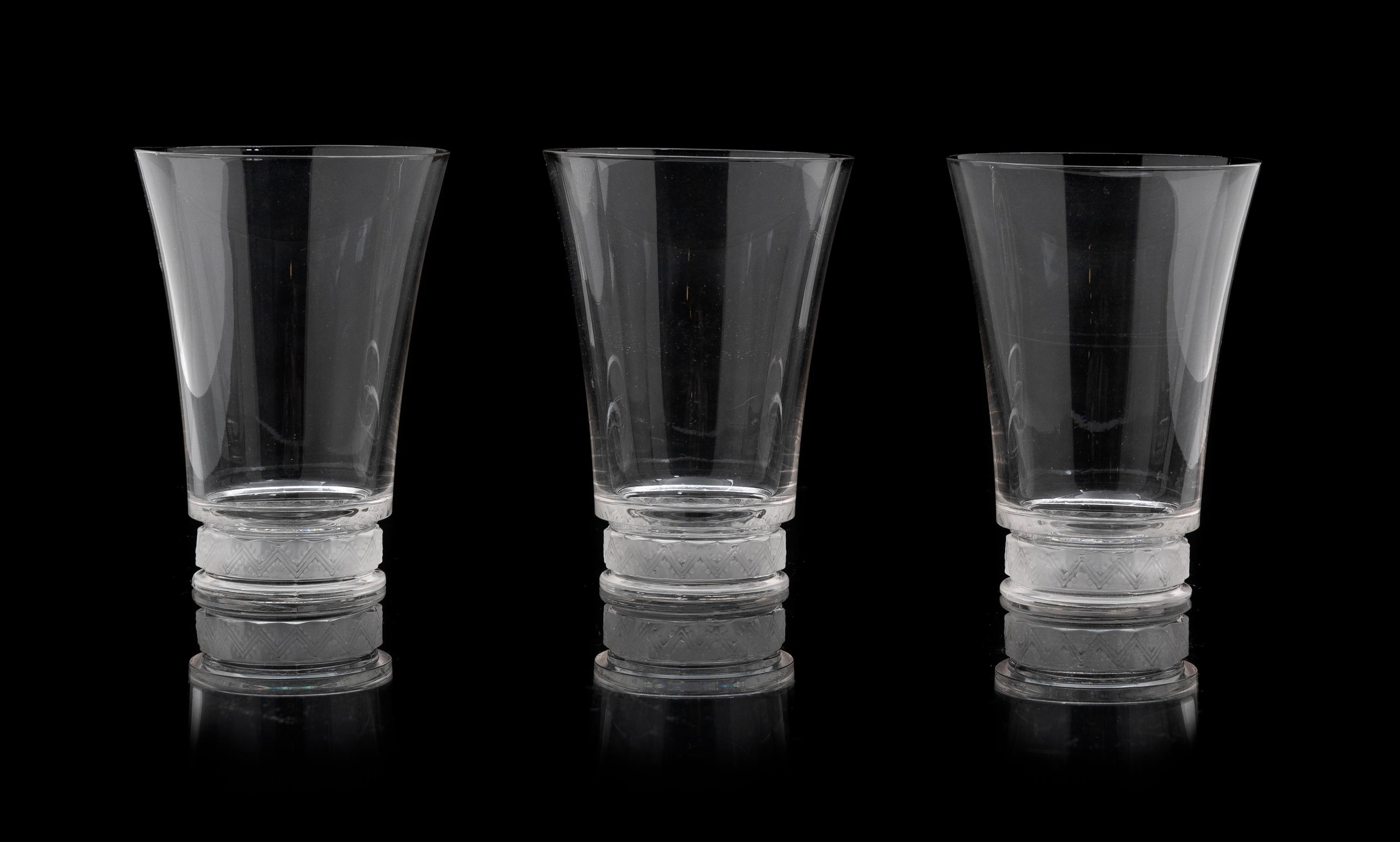 A Set of Ten Lalique Molded Glass Tumblers, Reims Height 4 7/8 inches. — MODEL 6786, CIRCA 1942