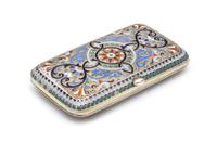 A Russian Silver-Gilt and Enameled Cigarette Case, Mark of Gustav Klingert, Moscow, Late 19th/Early 20th Century, the case with polychr