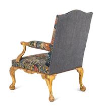 A George II Petit Point and Gros Point-Upholstered Gilt-Gesso Library Armchair