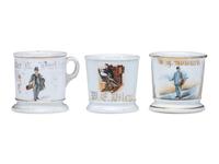Three Porcelain Occupational Shaving Mugs