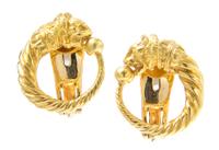 A Pair of 18 Karat Yellow Gold Chimera Hoop Earclips, Ilias Lalaounis, 14.20 dwts.