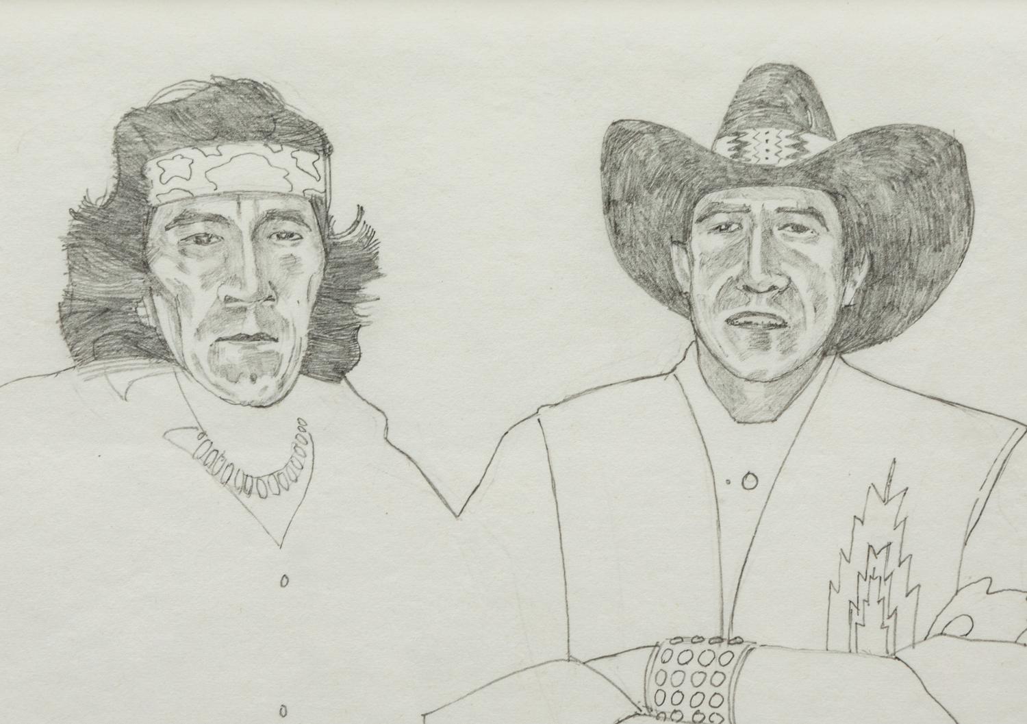 Two Works: Two Figures and Indian with Headband, together with a letter from the artist
